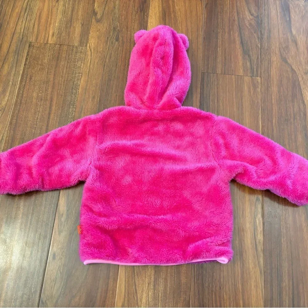 Magnetic Me dark pink fuzzy fleece hooded jacket.